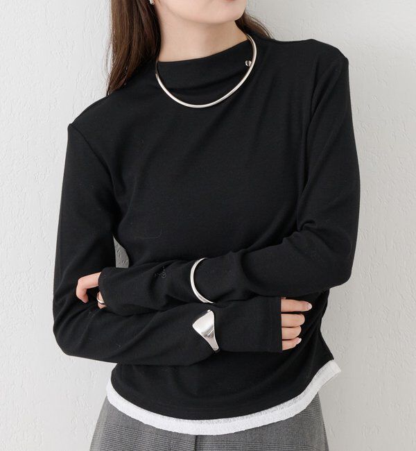  「長袖プレート付きハイネックカットソー」|Tシャツ・カットソー|