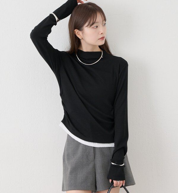  「長袖プレート付きハイネックカットソー」|Tシャツ・カットソー|