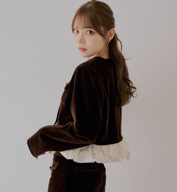  「【SALON by Chico】取り外し裾フリル金釦ショートジャケット」|その他|