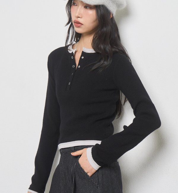  「【WEB限定】レイヤードヘンリーニット」|ニット・セーター|