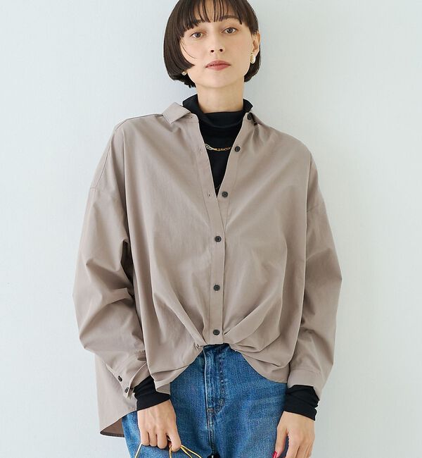 Rouge vif「ポリエステルコットンツイストシャツ」|シャツ・ブラウス|グレージュ