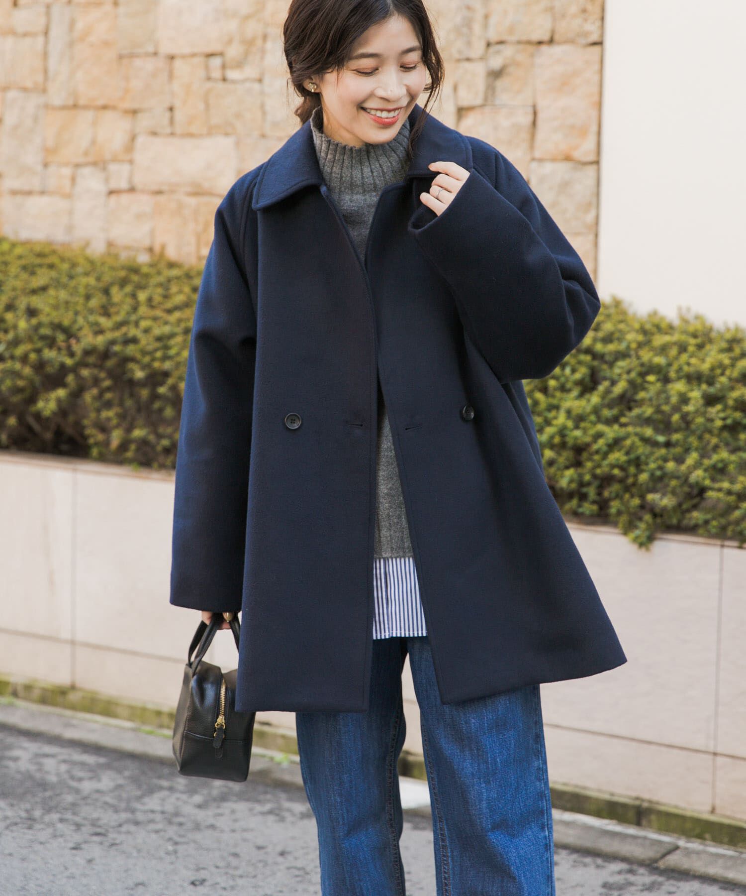 URBAN RESEARCH DOORS「『UR TECH』ミドル丈コート」|ノーカラーコート|