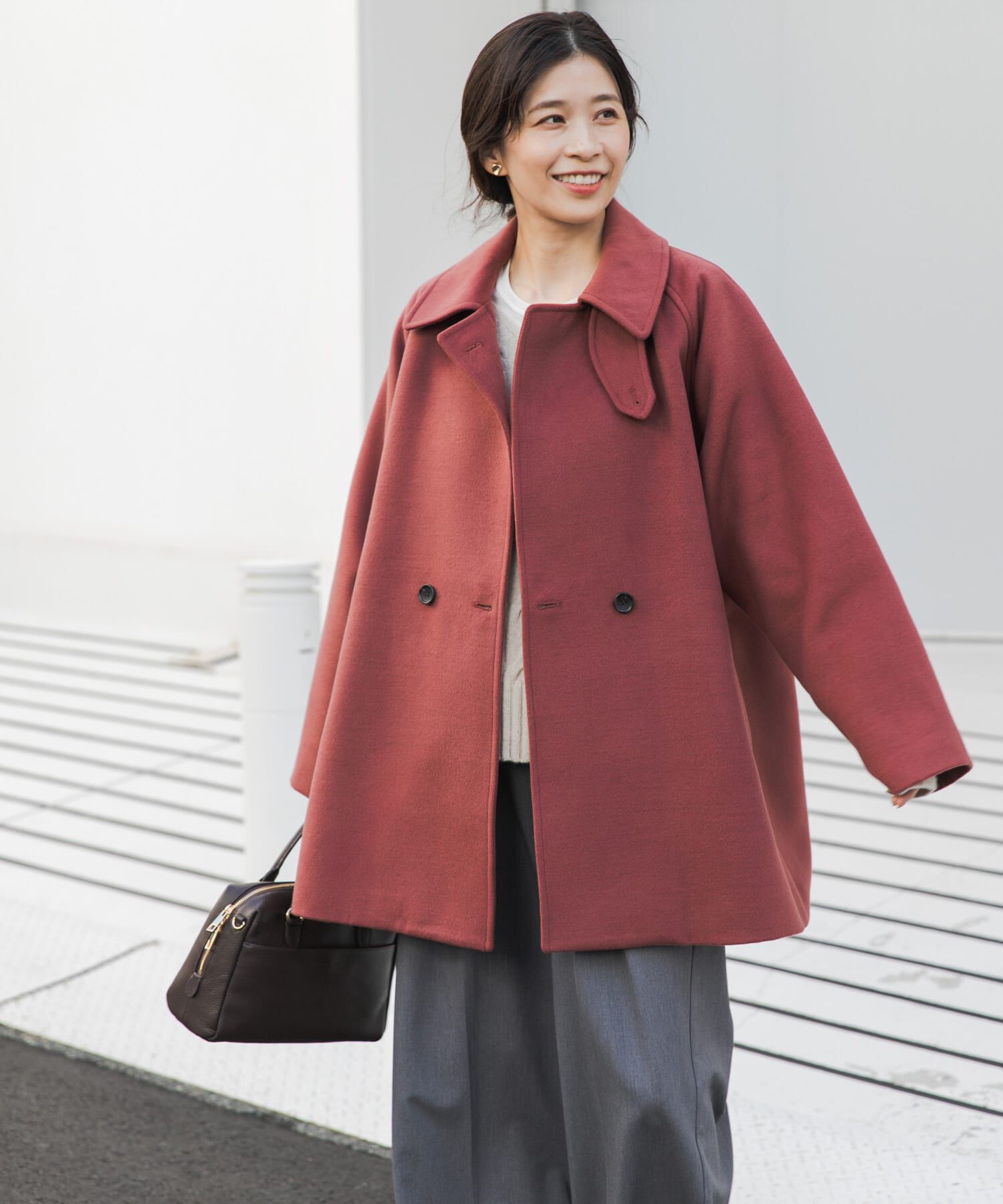 URBAN RESEARCH DOORS「『UR TECH』ミドル丈コート」|ノーカラーコート|