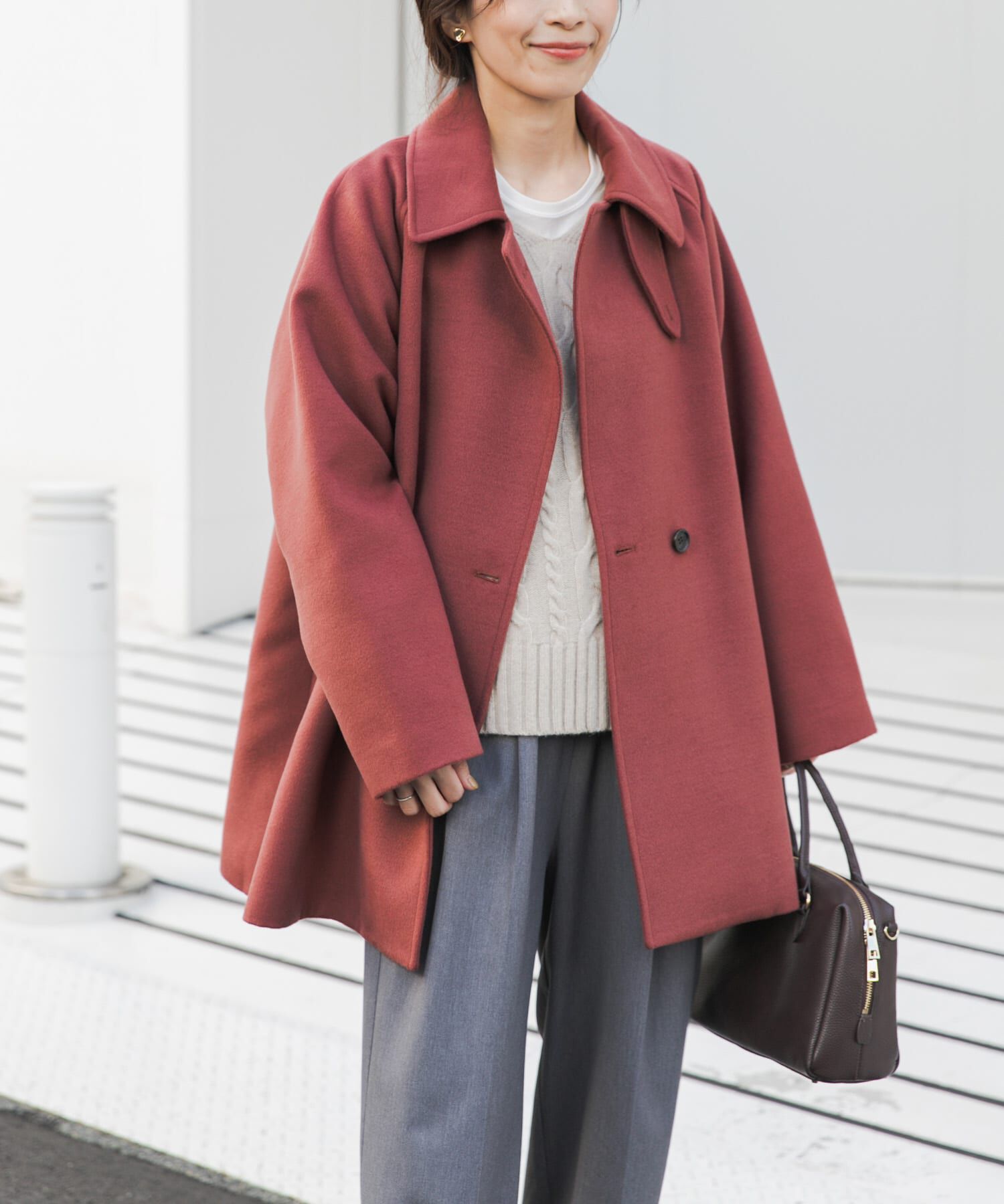URBAN RESEARCH DOORS「『UR TECH』ミドル丈コート」|ノーカラーコート|