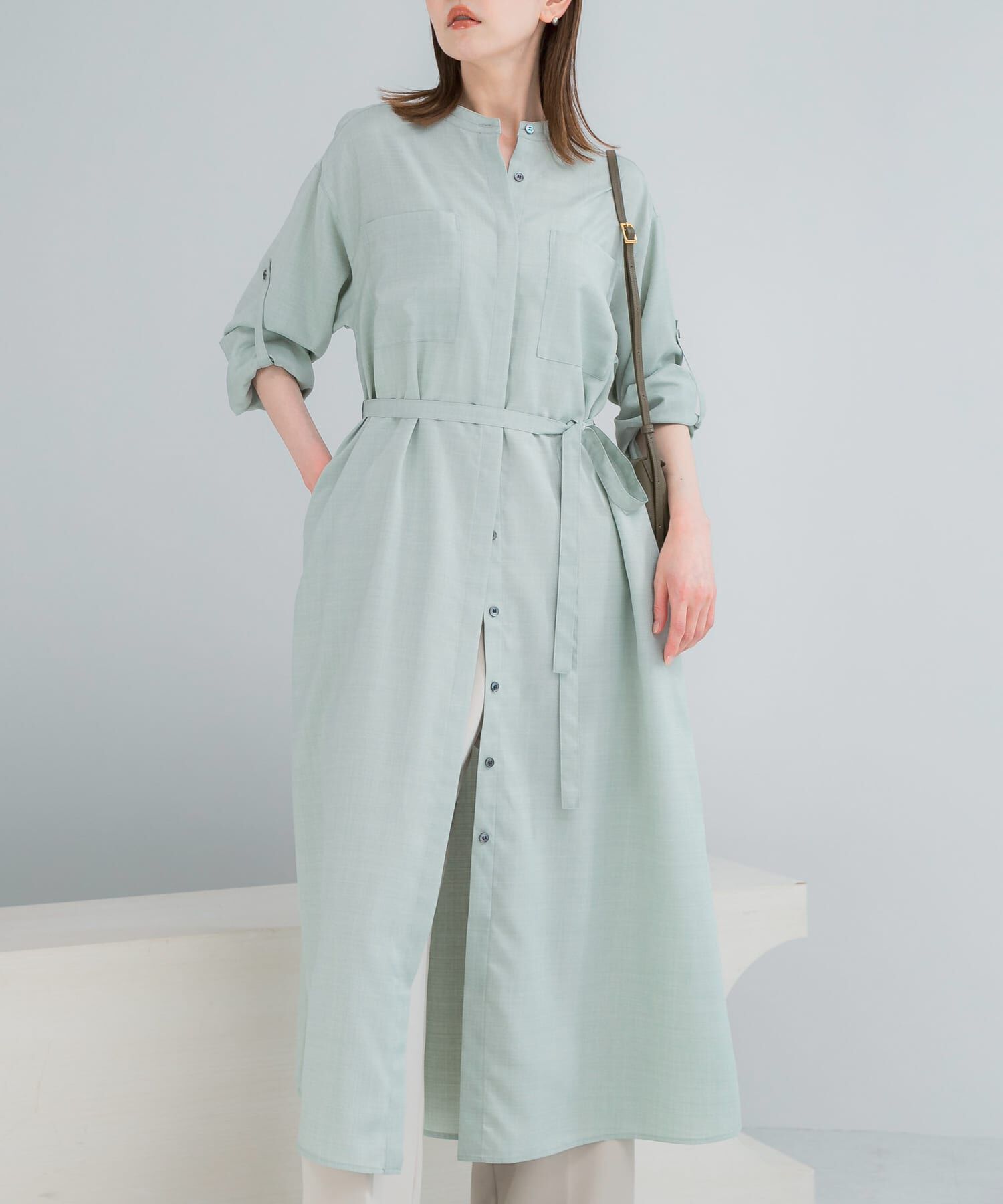 URBAN RESEARCH ROSSO「ウォッシャブルリネンライクシャツワンピース」|ワンピース|