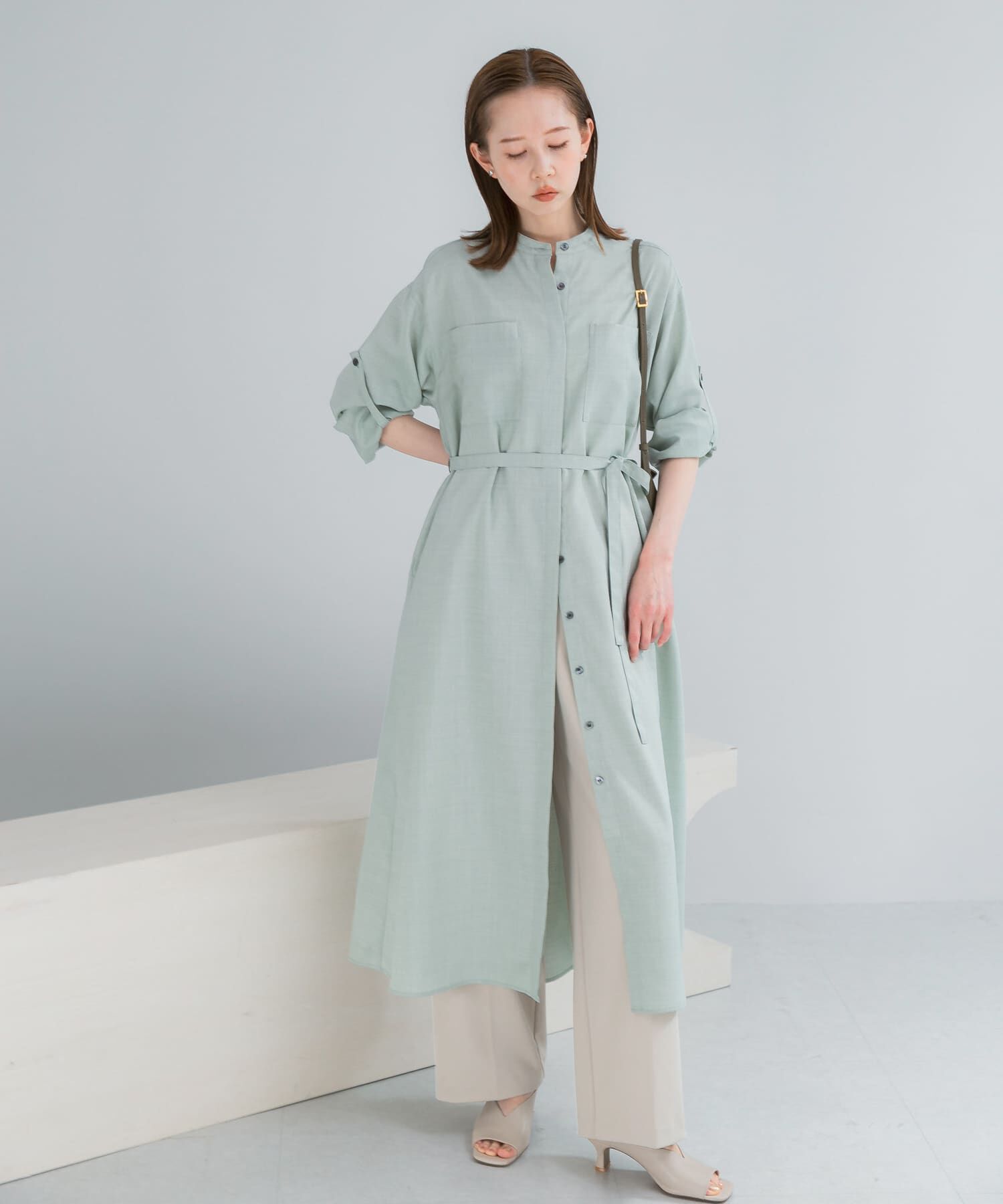 URBAN RESEARCH ROSSO「ウォッシャブルリネンライクシャツワンピース」|ワンピース|