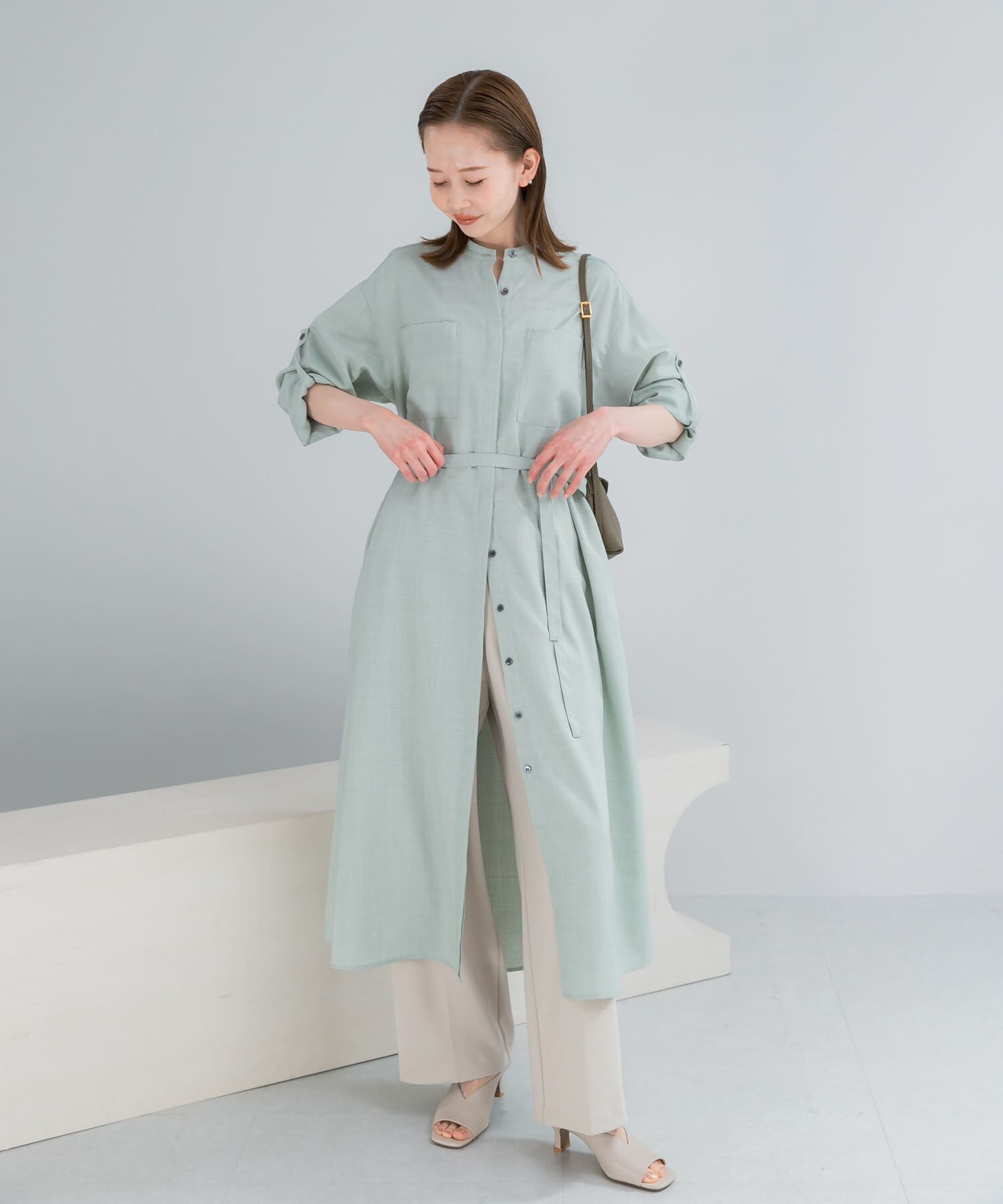 URBAN RESEARCH ROSSO「ウォッシャブルリネンライクシャツワンピース」|ワンピース|