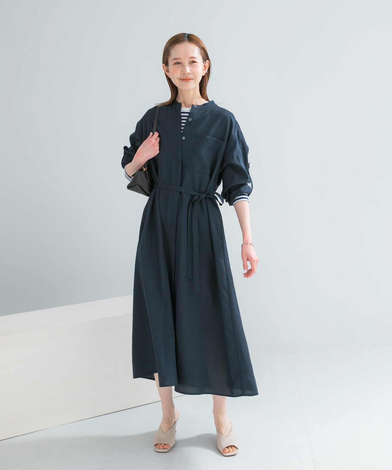 URBAN RESEARCH ROSSO「ウォッシャブルリネンライクシャツワンピース」|ワンピース|