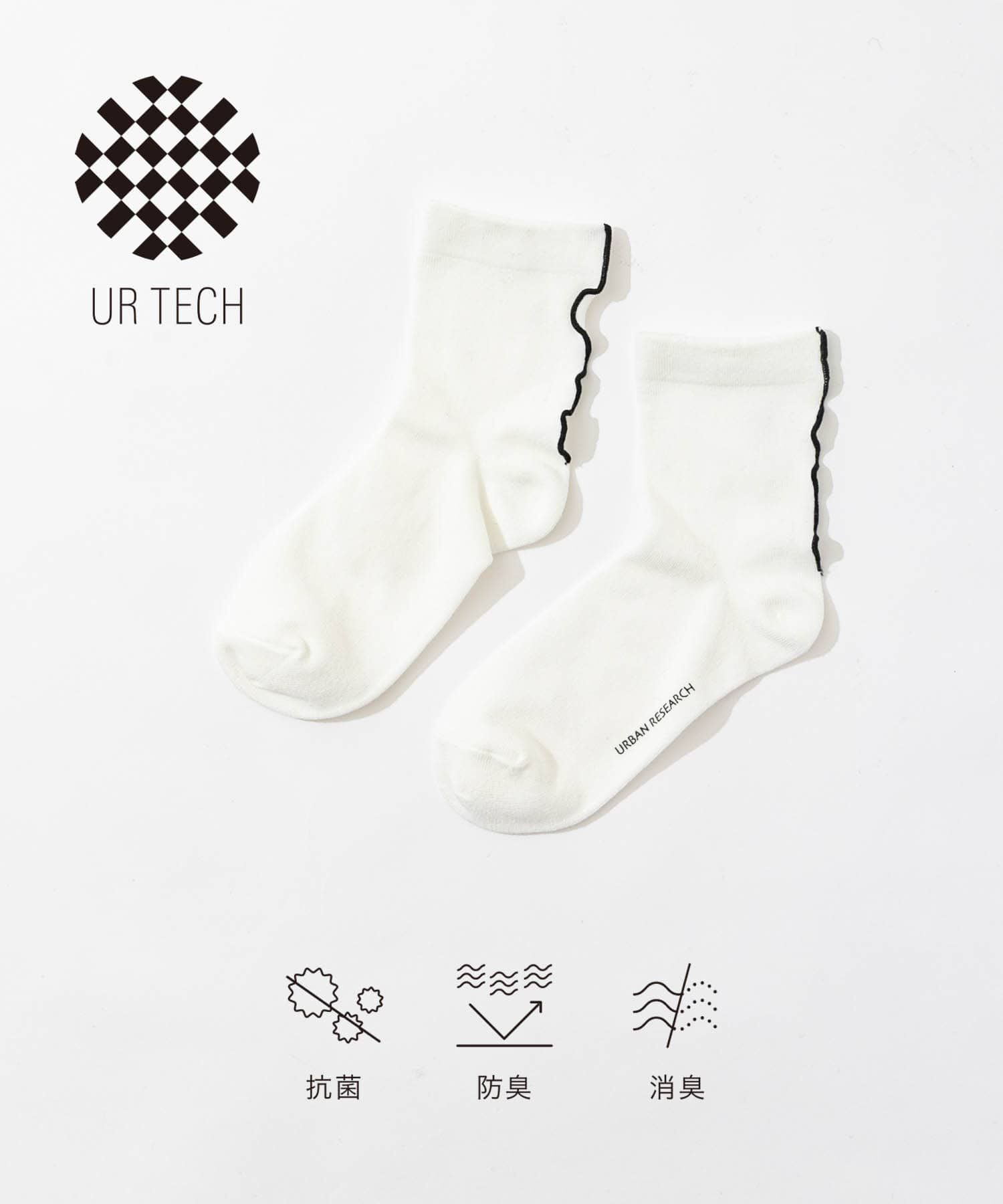 URBAN RESEARCH「『UR TECH』バックラインメロウソックス」|ソックス|オフホワイト