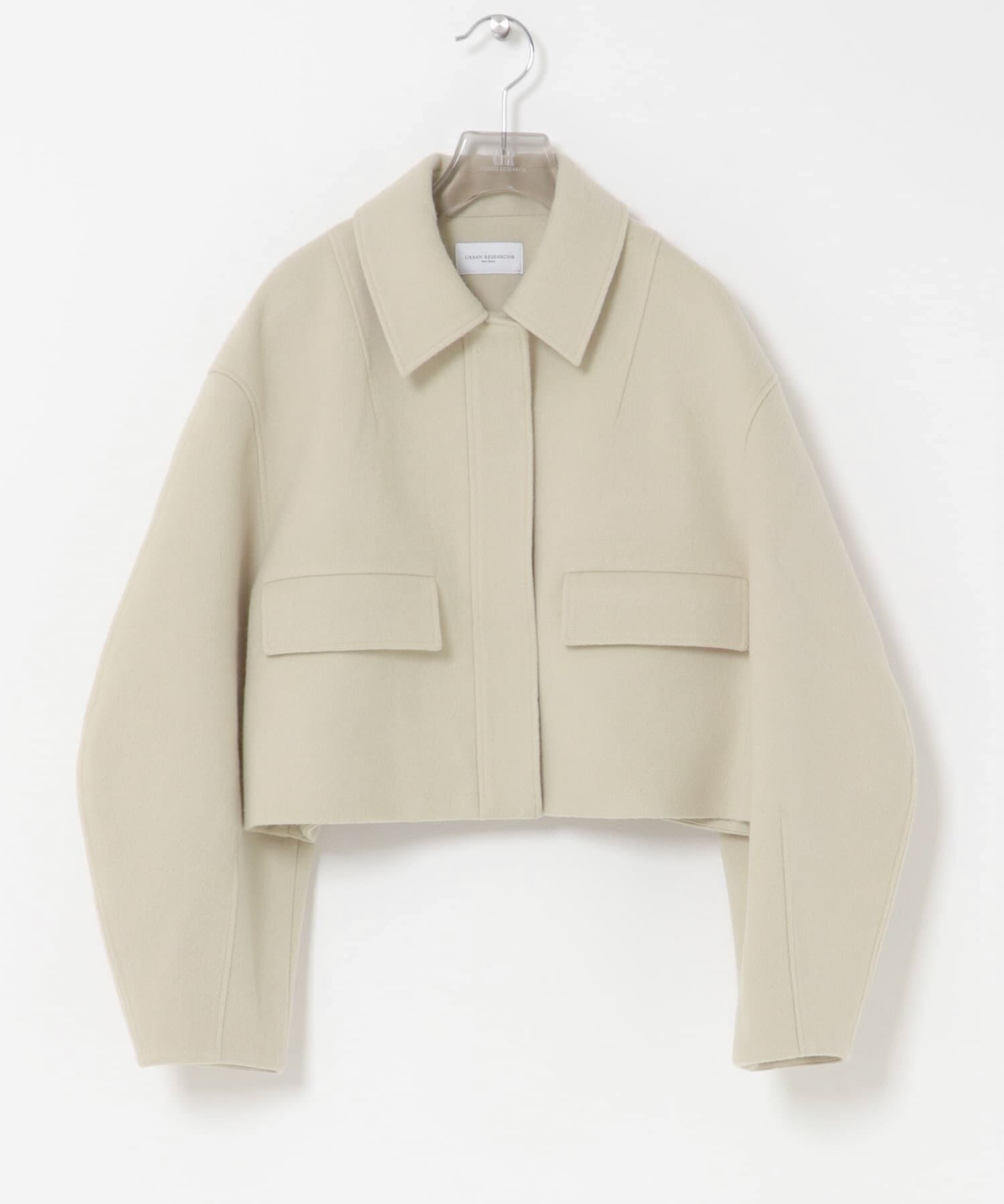URBAN RESEARCH「new basic　RIDGE MINIMAL SHORT COAT」|ノーカラーコート|ライトベージュ