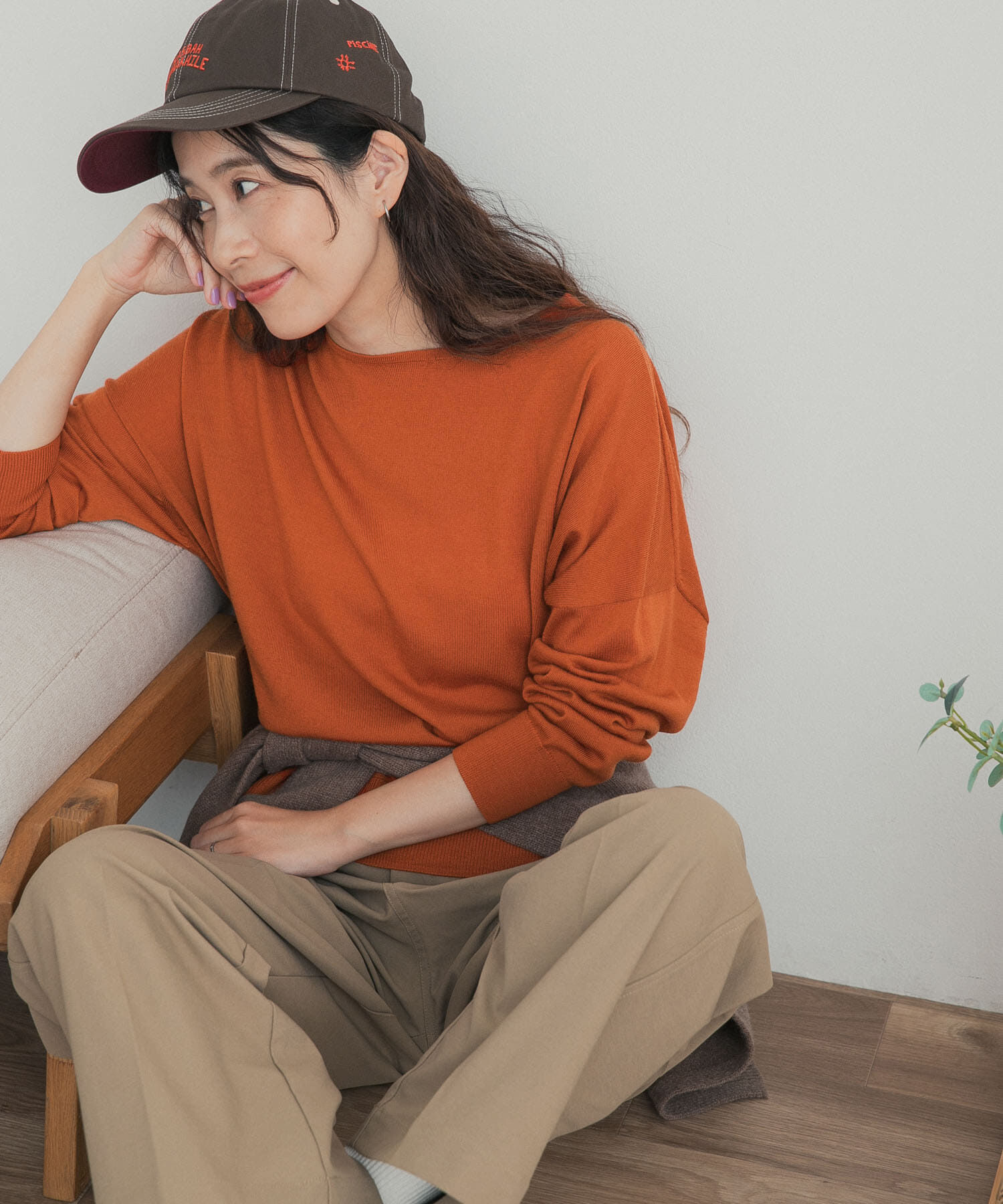 URBAN RESEARCH DOORS「ウォッシャブルウールワイドプルオーバー」|ニット・セーター|オレンジ