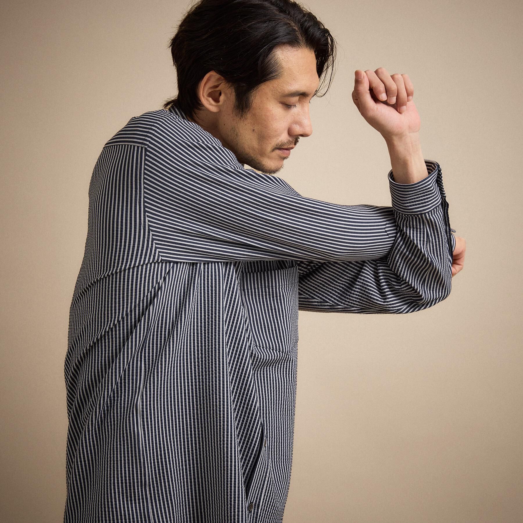 TAKEO KIKUCHI「【抗菌防臭/シーズンレス】シアサッカー ジャージシャツ」|シャツ・ブラウス|
