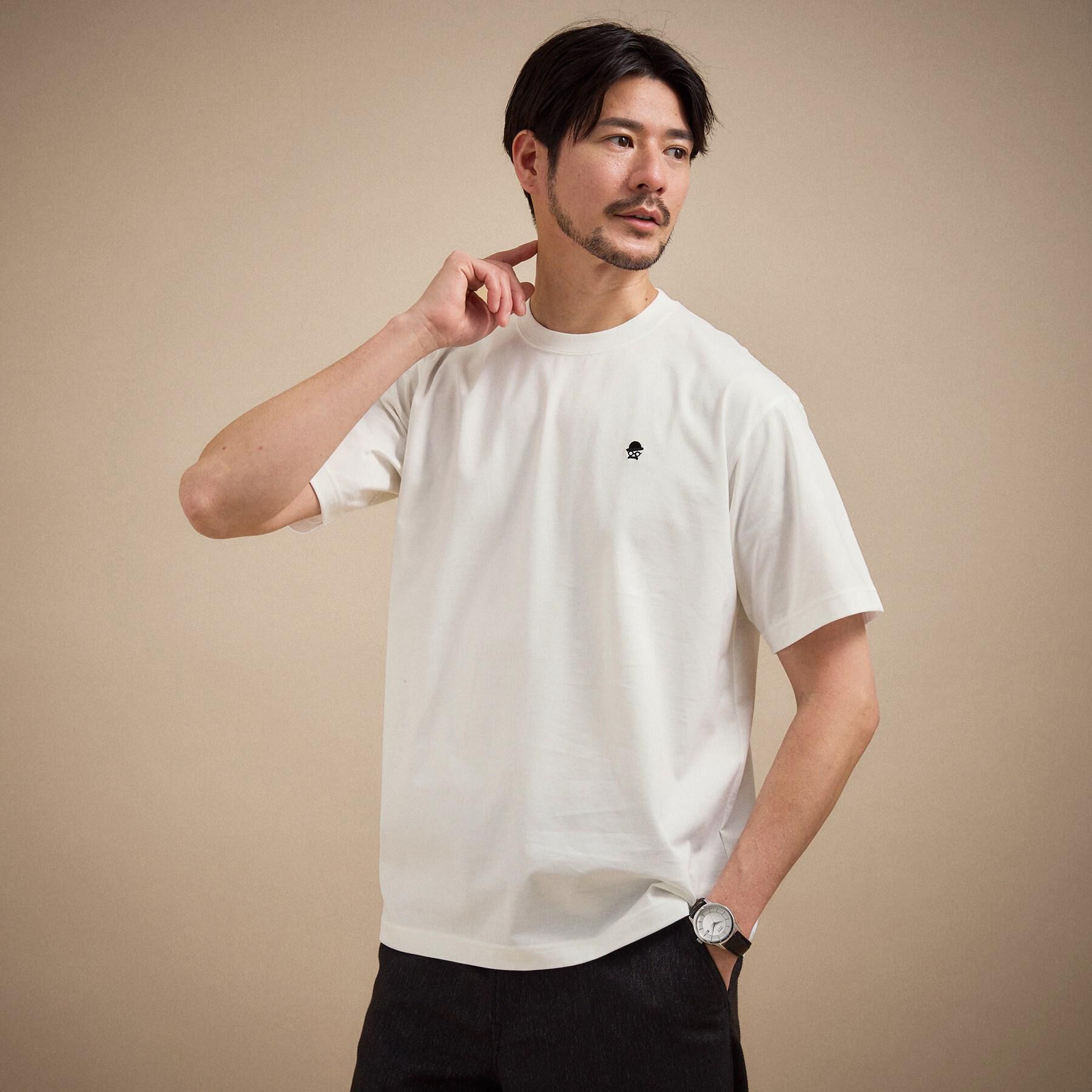 TAKEO KIKUCHI「【日本製】ワンポイント刺繍 半袖Tシャツ」|Tシャツ・カットソー|ホワイト(001)