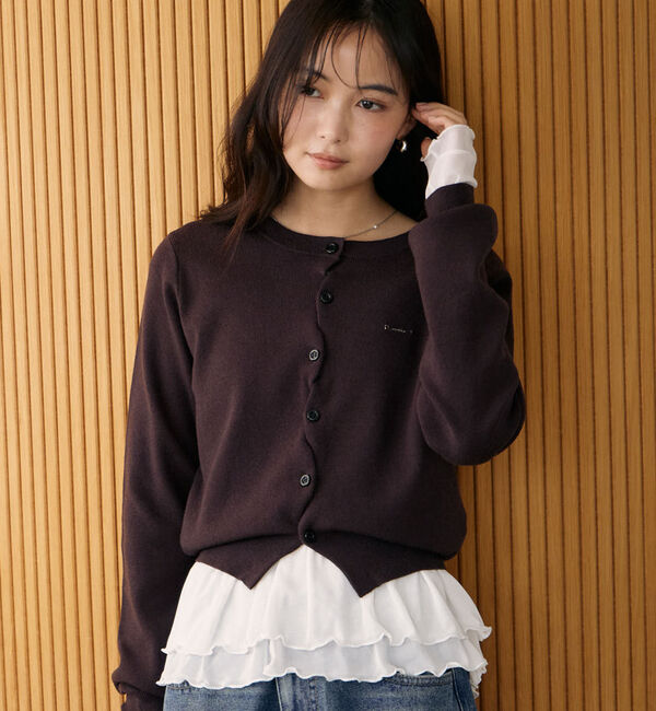 archives「【ＯＮかわ】クロスボタンワンポイントニットカーディガン」|カーディガン|BROWN