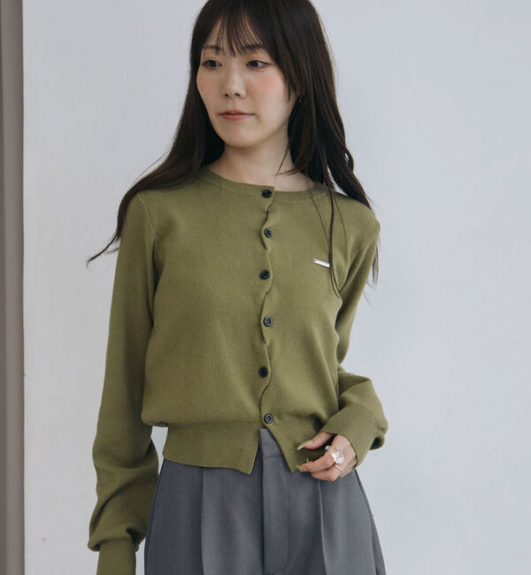 archives「【ＯＮかわ】クロスボタンワンポイントニットカーディガン」|カーディガン|GREEN