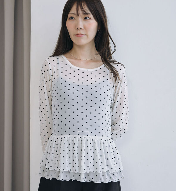archives「フロッキードットアソートフリルカットＴＯＰＳ」|Tシャツ・カットソー|IVORY