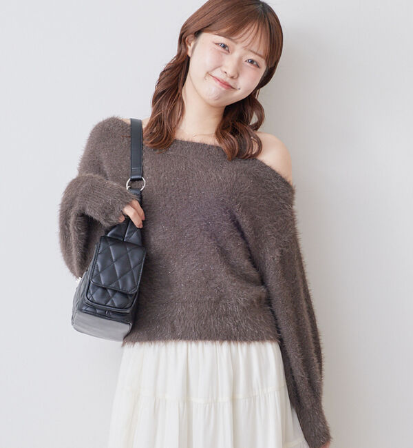 archives「ラメフェザーワンショルニットＰＯ」|ニット・セーター|BROWN