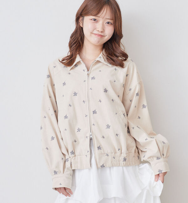 archives「花柄刺繍コーデュロイブルゾン」|テーラードジャケット|BEIGE