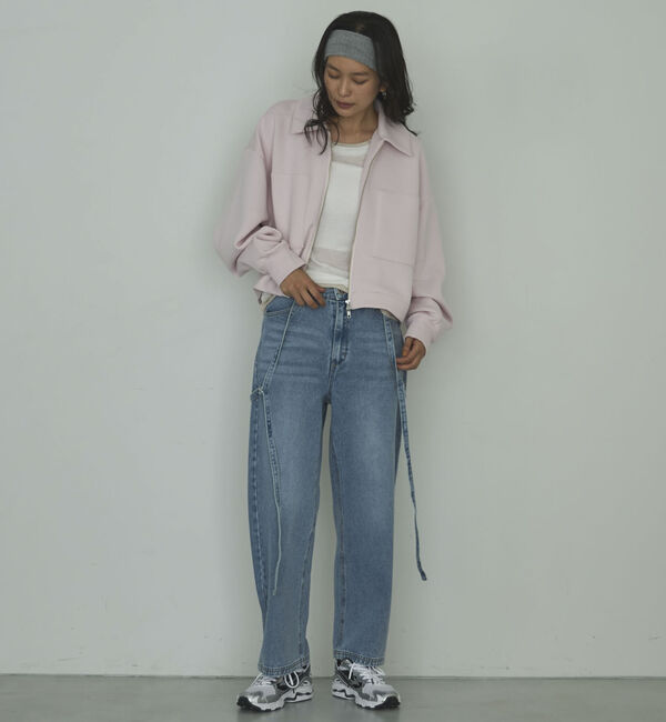 Doux archives「サスペンダー付きストレートデニムパンツ」|デニム|