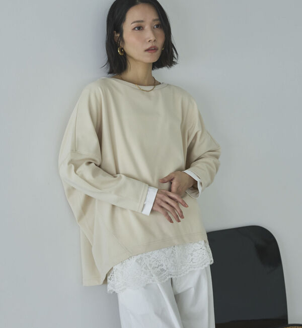 Doux archives「ＵＶ加工・吸水速乾ドルマン長袖プルオーバー」|Tシャツ・カットソー|BEIGE
