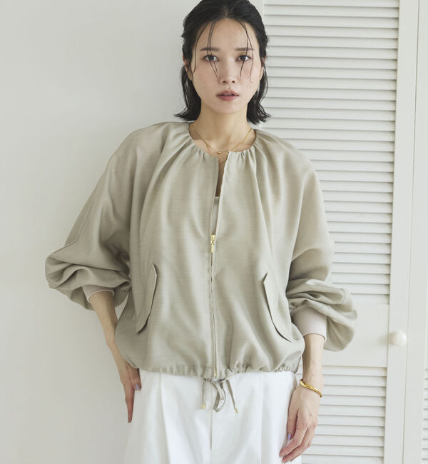 Doux archives「麻調シアーネックギャザーブルゾン」|その他|BEIGE