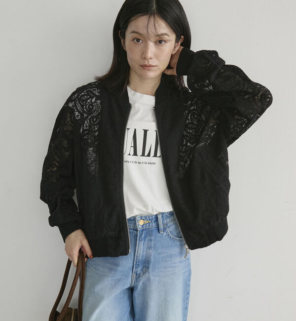 Doux archives「ペイズリーレース刺繍ブルゾン」|その他|BLACK