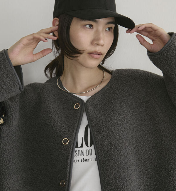 Doux archives「リバーシブルボアジャケット」|ノーカラージャケット|
