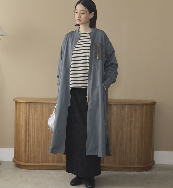 Doux archives「バックギャザーＭＡ－１ロングコート」|ブルゾン・スタジャン|BLUE GRAY
