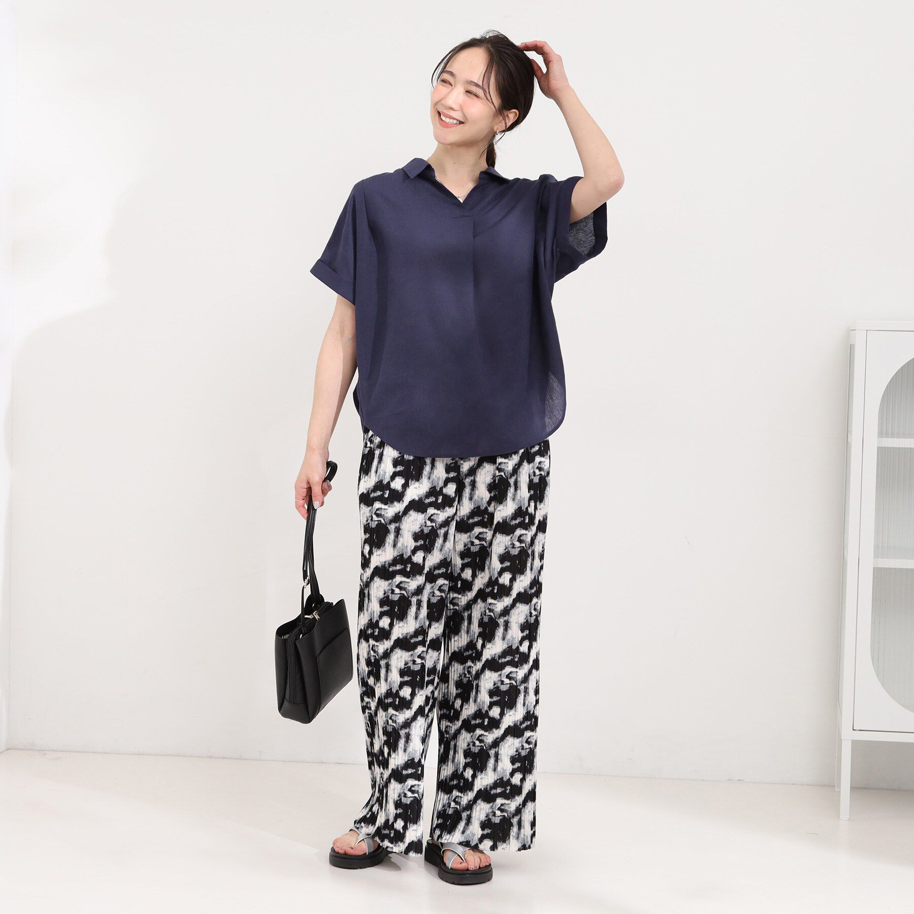 SHOO･LA･RUE「【UV/吸水速乾/抗菌防臭】インせず着られる フレンチリネンスキッパーシャツ」|シャツ・ブラウス|