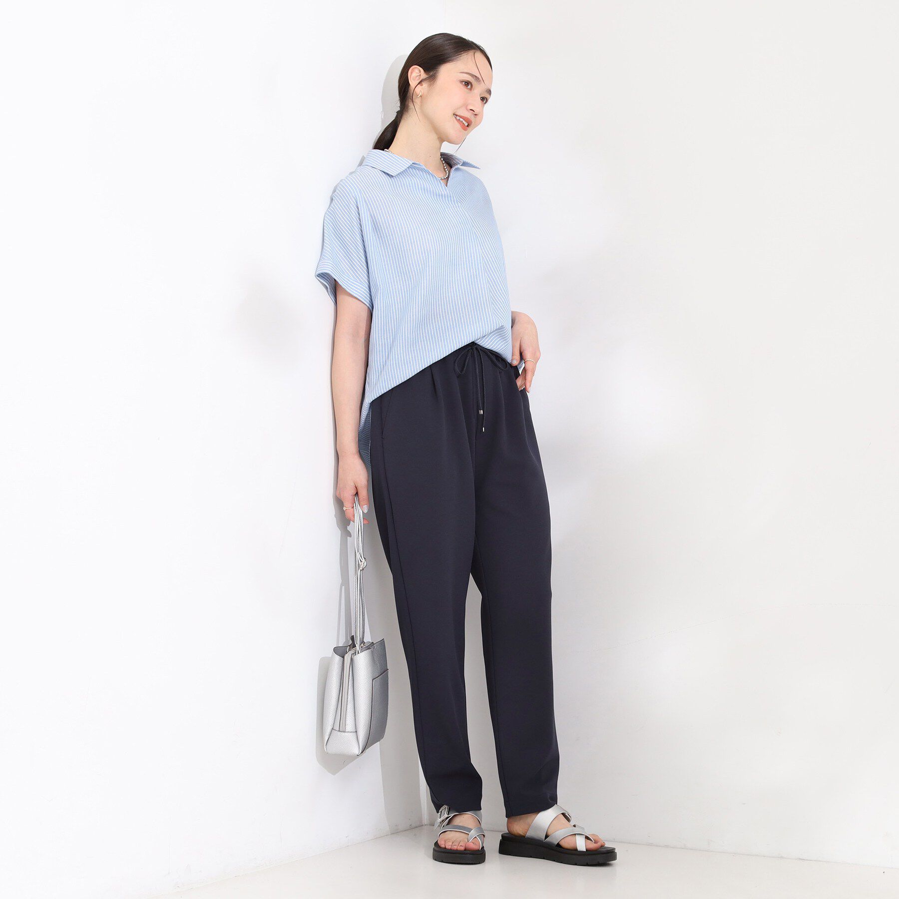 SHOO･LA･RUE「【UV/吸水速乾/抗菌防臭】インせず着られる フレンチリネンスキッパーシャツ」|シャツ・ブラウス|