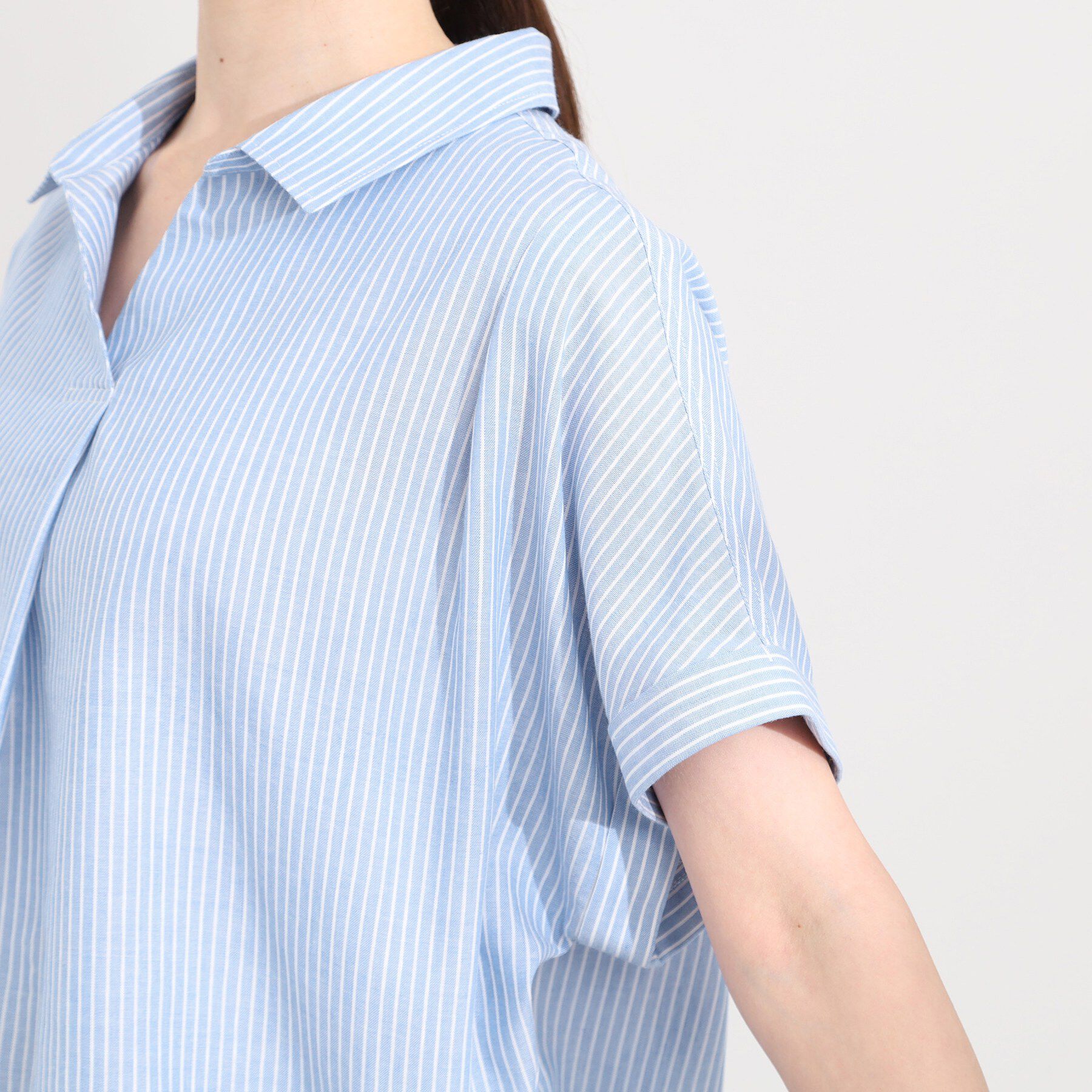SHOO･LA･RUE「【UV/吸水速乾/抗菌防臭】インせず着られる フレンチリネンスキッパーシャツ」|シャツ・ブラウス|