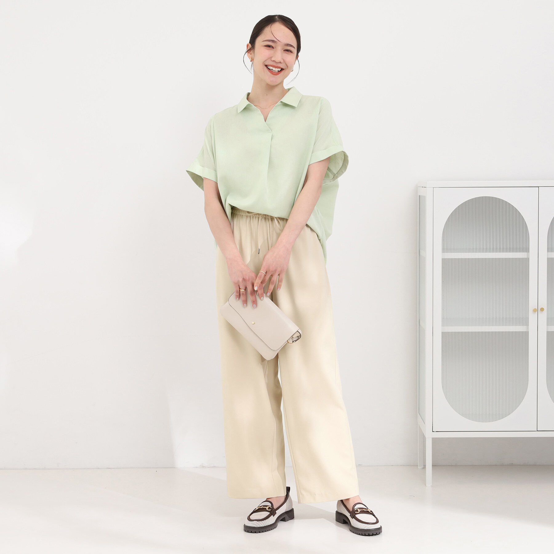 SHOO･LA･RUE「【UV/吸水速乾/抗菌防臭】インせず着られる フレンチリネンスキッパーシャツ」|シャツ・ブラウス|