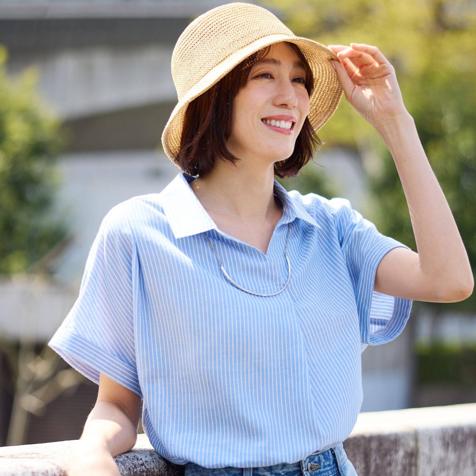 SHOO･LA･RUE「【UV/吸水速乾/抗菌防臭】インせず着られる フレンチリネンスキッパーシャツ」|シャツ・ブラウス|