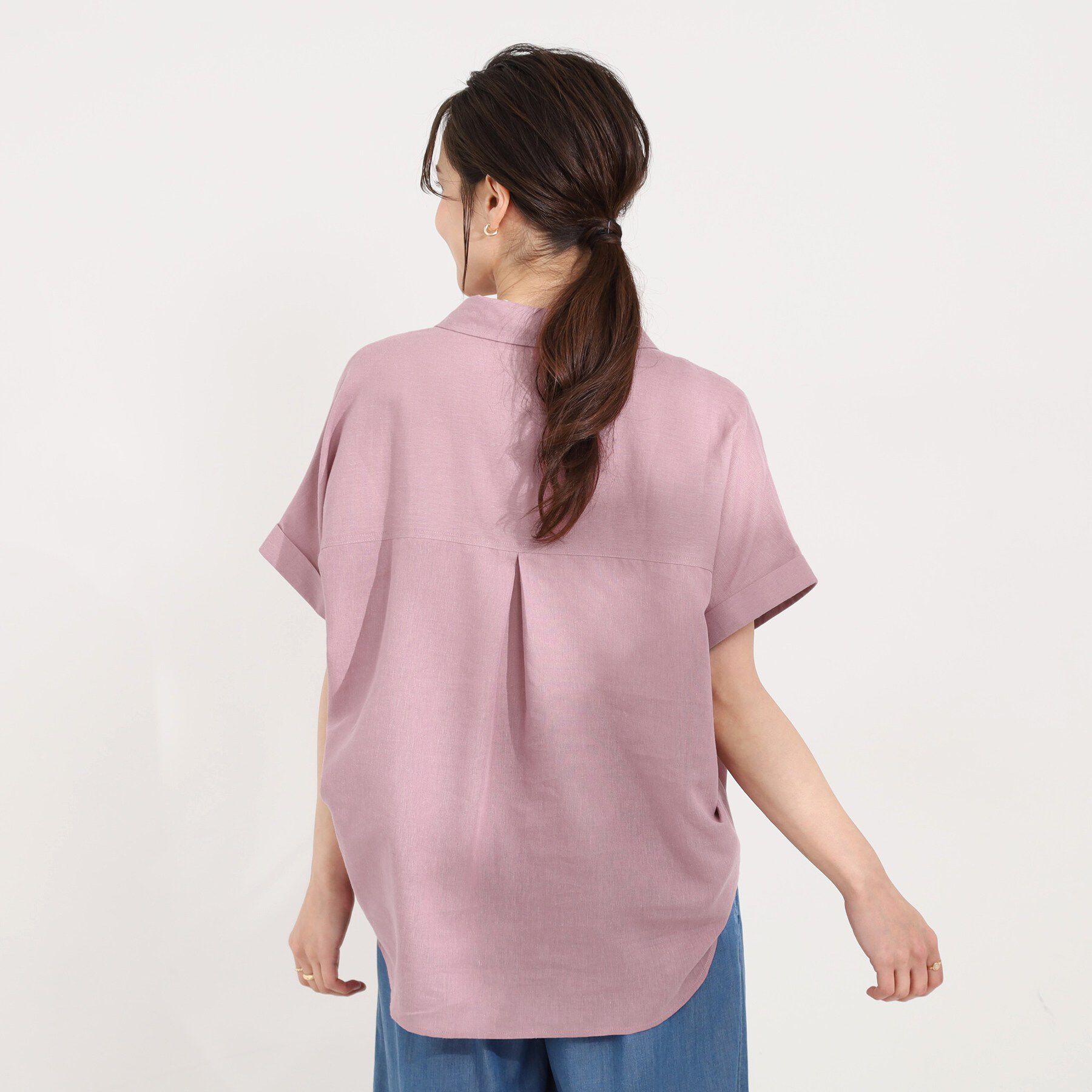 SHOO･LA･RUE「【UV/吸水速乾/抗菌防臭】インせず着られる フレンチリネンスキッパーシャツ」|シャツ・ブラウス|