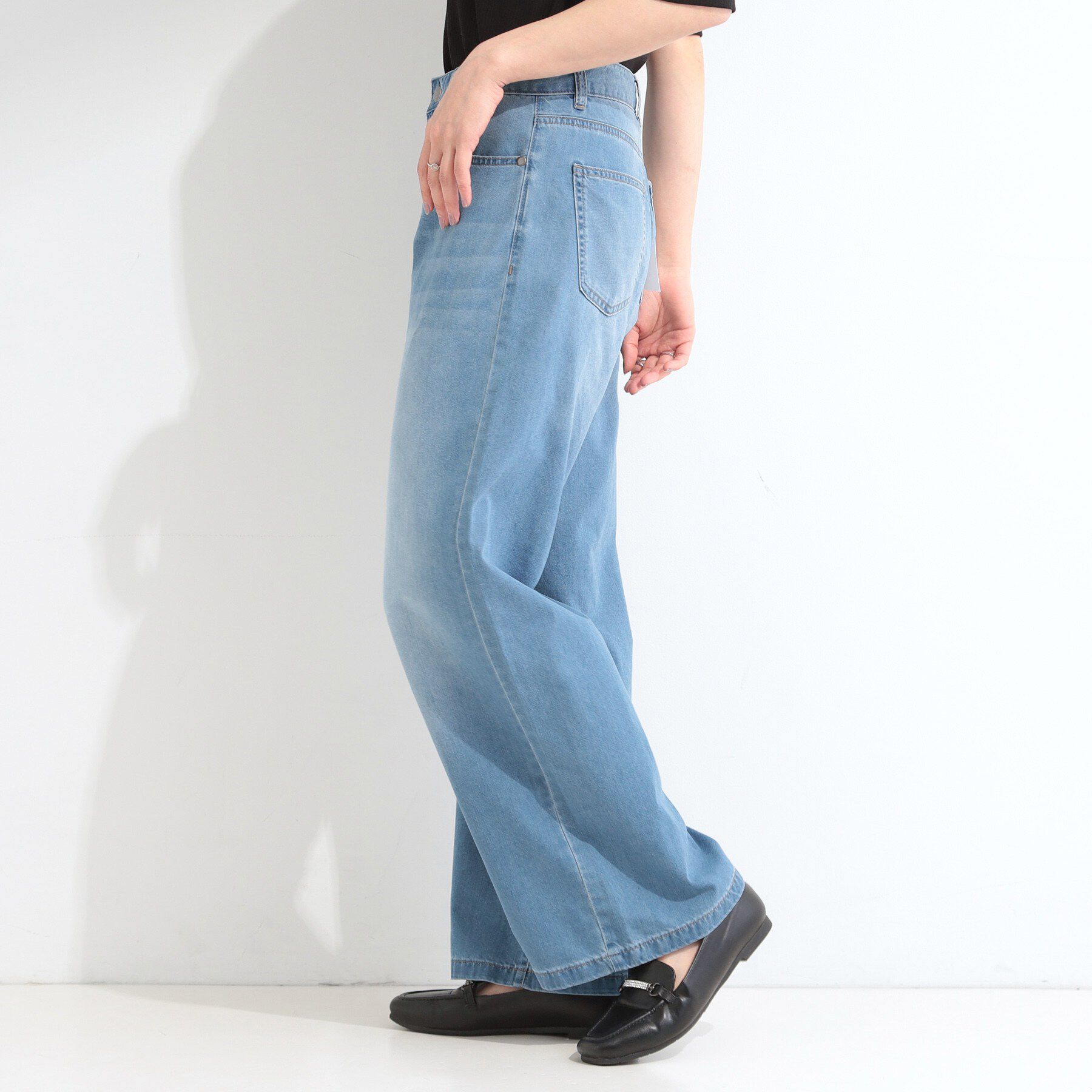 SHOO･LA･RUE「【洗濯機可】軽い着ごこちライトオンスデニムワイドパンツ」|その他|