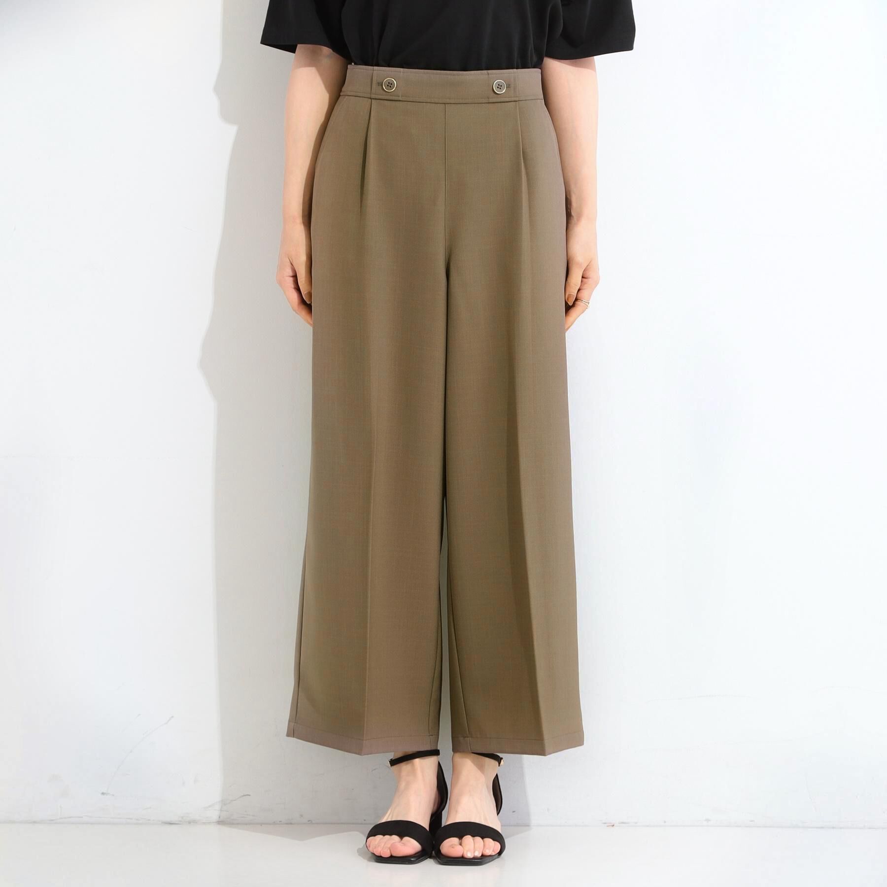 SHOO･LA･RUE「【着丈選べる/洗濯後しわになりにくい/S-LL】大人の上品シルエット センタープレスタックワイドパン」|その他|
