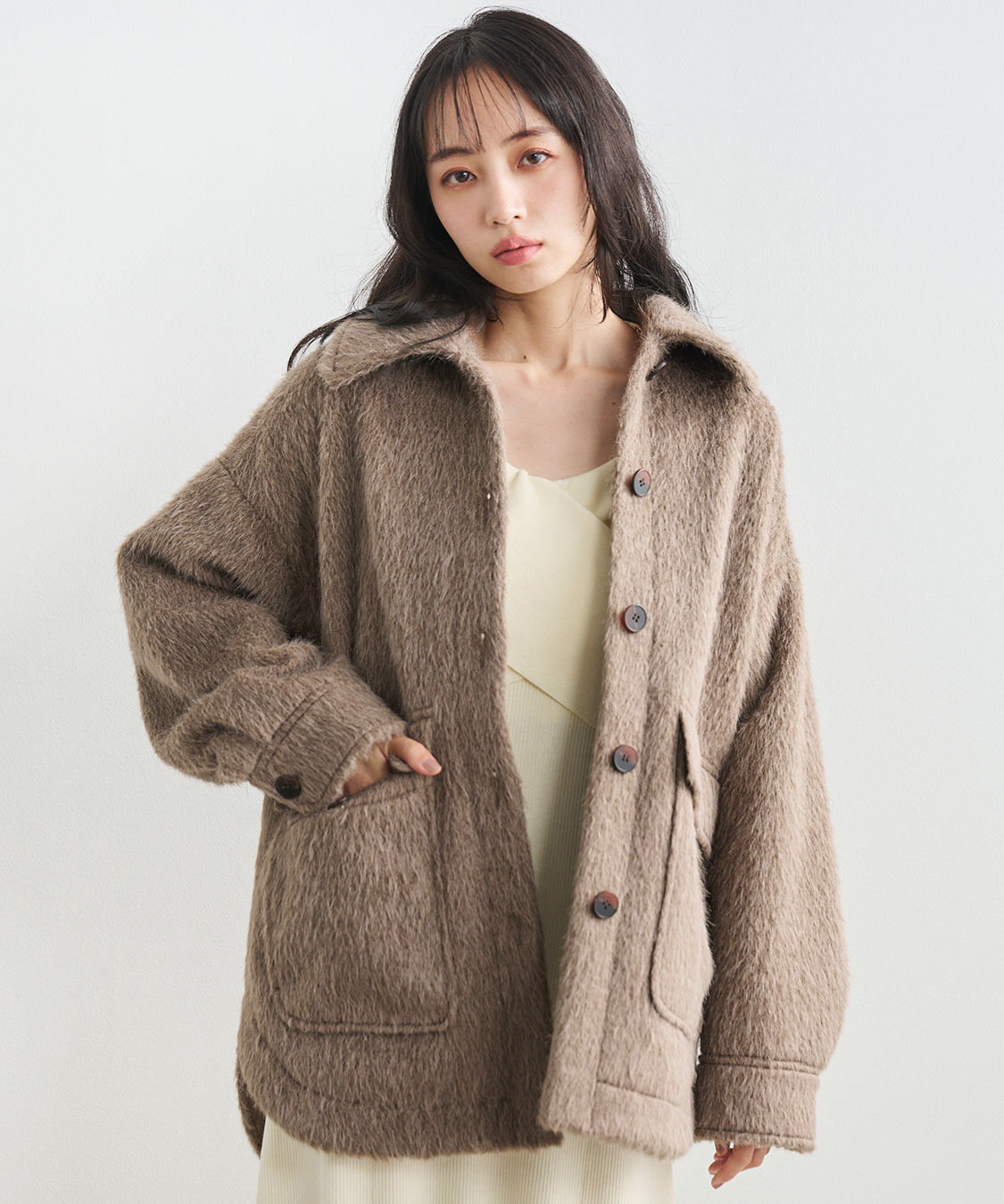 COCO DEAL「シャギーシャツブルゾン」|ブルゾン・スタジャン|モカ
