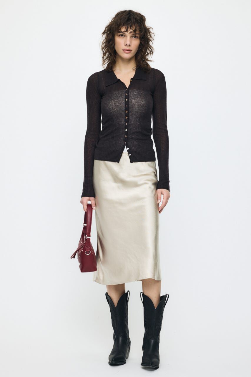 MOUSSY「SHEER KNIT SHIRT シャツ」|ニット・セーター|