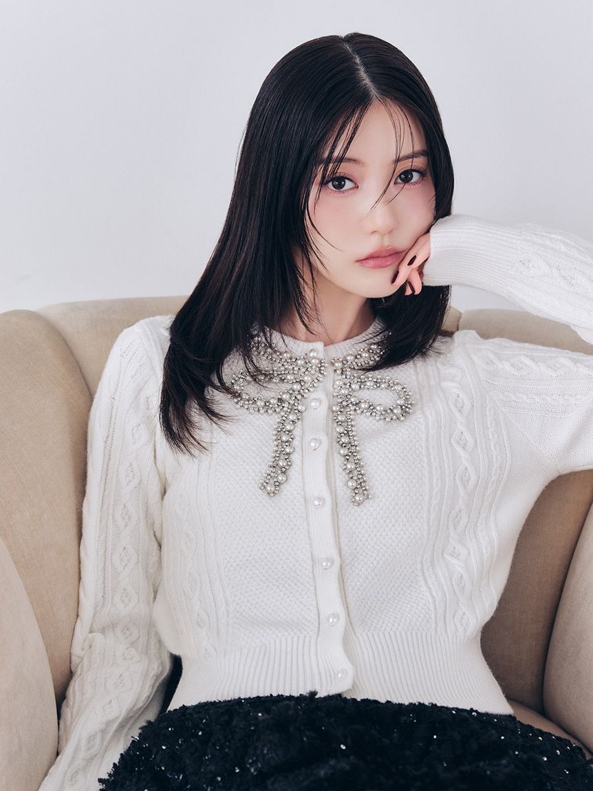 SNIDEL「【WARM】ビジューニットプルオーバー」|ニット・セーター|