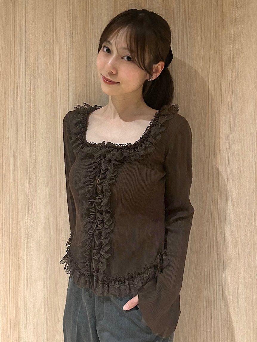 SNIDEL「【ベストセラー/多色展開】フリルニットプルオーバー」|ニット・セーター|BRW