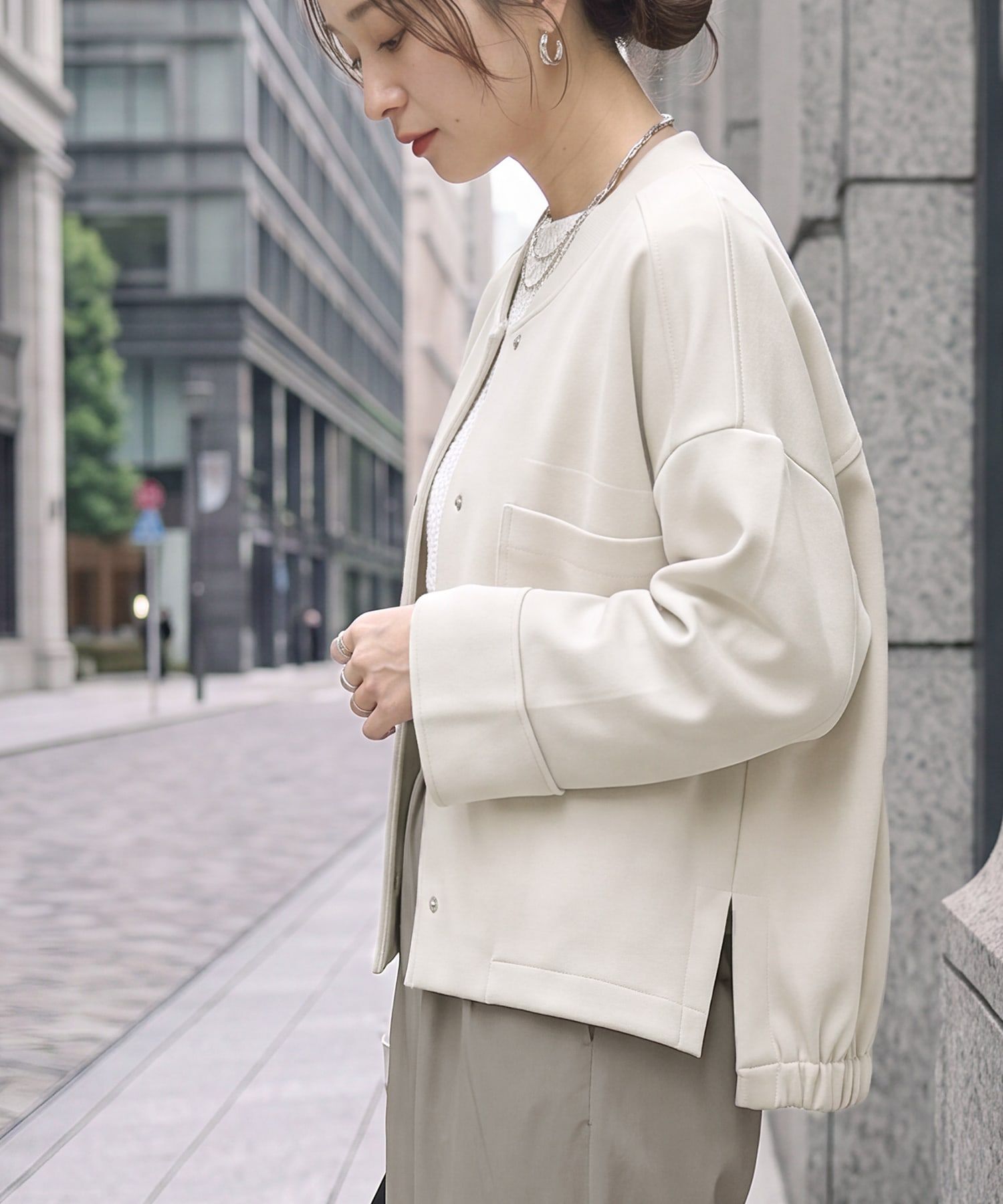 STYLE DELI「厚地ジョーゼットブルゾンジャケット」|その他|
