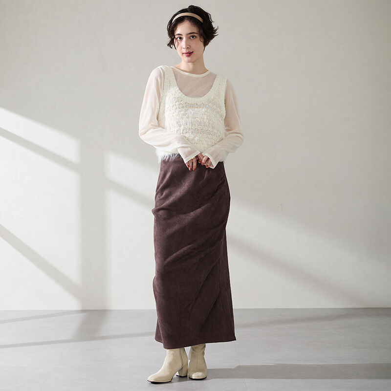 ORiental TRaffic「●2026秋冬新作●スエード ストレッチ ヒール ブーツ /61405 ヒール6.5cm」|ショートブーツ|