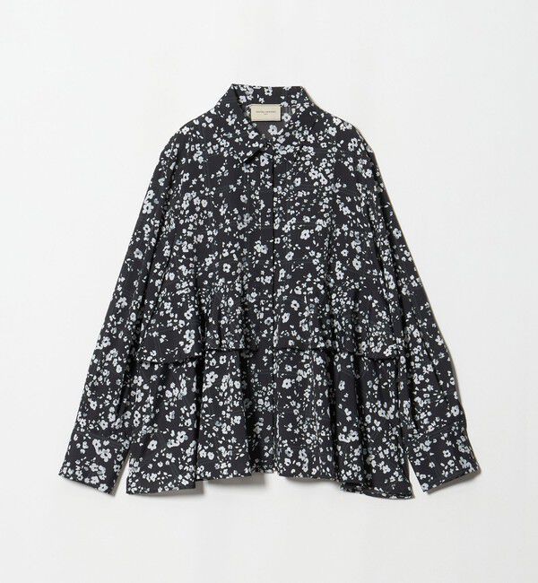 UNITED ARROWS「チェック フラワー プリント ブラウス」|シャツ・ブラウス|BLACK