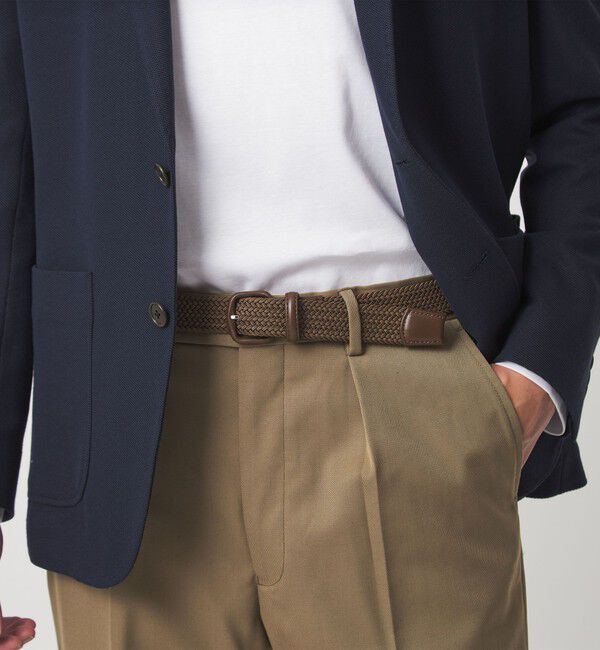 UNITED ARROWS green label relaxing「レザー バックル ゴムメッシュ ベルト」|ベルト|MD.BROWN