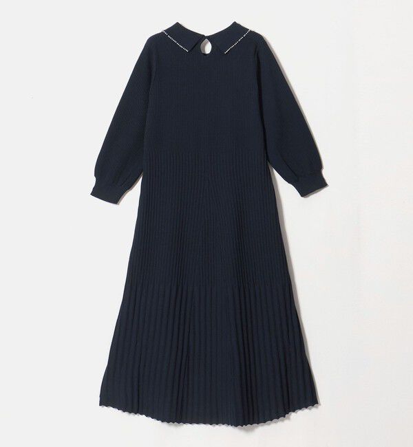 UNITED ARROWS green label relaxing「襟フェイクパール プリーツ ニット ワンピース」|ワンピース|