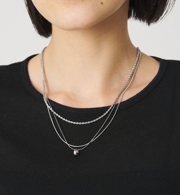 BEAUTY&YOUTH UNITED ARROWS「メタルトップ ミックスチェーン 3連 ネックレス」|ネックレス|SILVER