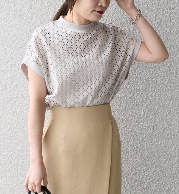 SHIPS for women「【WEB限定】〈手洗い可能〉アイレット クルーネック プルオーバー」|Tシャツ・カットソー|