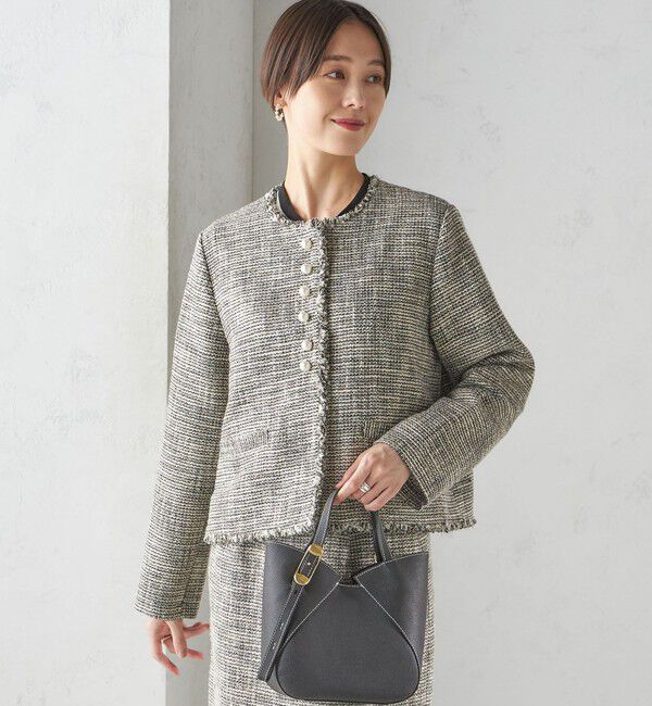SHIPS for women「〈セレモニー対応可〉スラブ ツイード ノーカラー ジャケット（セットアップ対応）」|ノーカラージャケット|