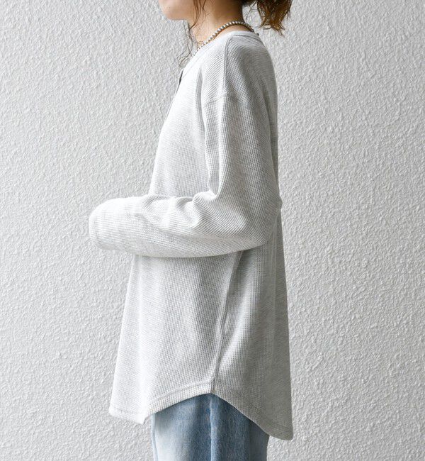 SHIPS any「〈洗濯機可能〉ワッフル ヘンリーネック ラウンドヘム プルオーバー」|Tシャツ・カットソー|
