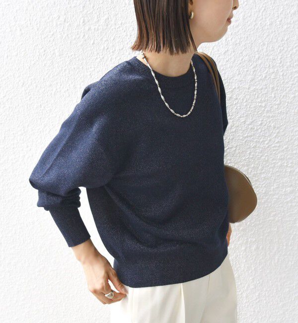 SHIPS for women「〈手洗い可能〉ラメ クルーネック ニット プルオーバー」|ニット・セーター|